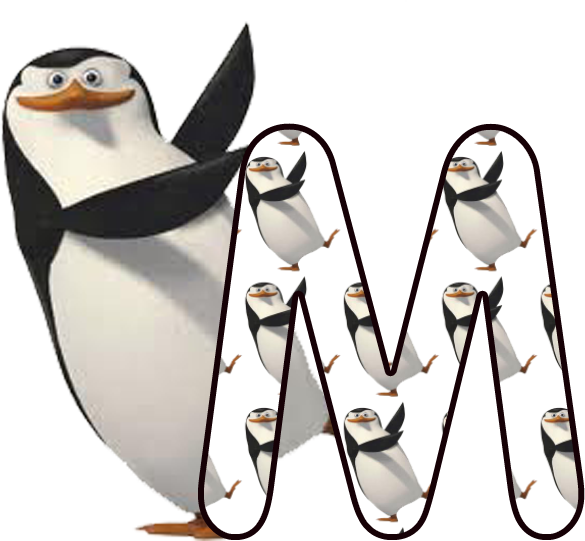 Madagascar Penguins Letter M Overlay PNG