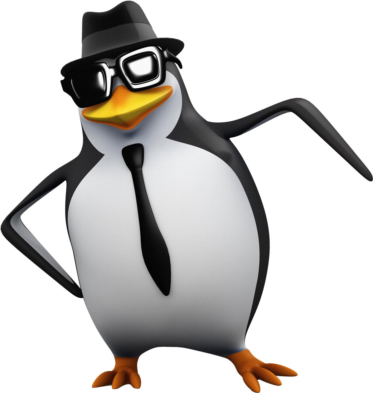 Madagascar Penguinwith Hatand Tie PNG