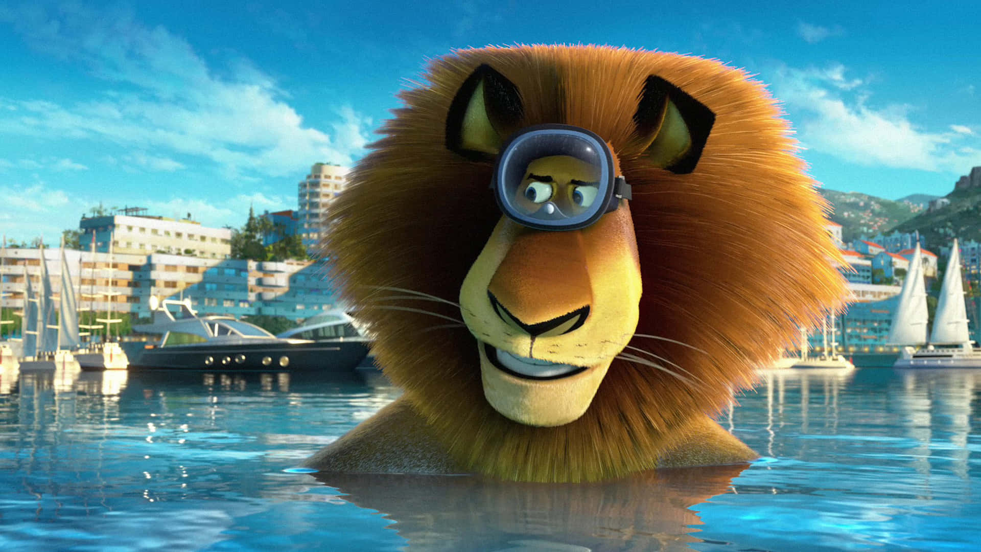 Madagascar3 Lion Over Water Wallpaper