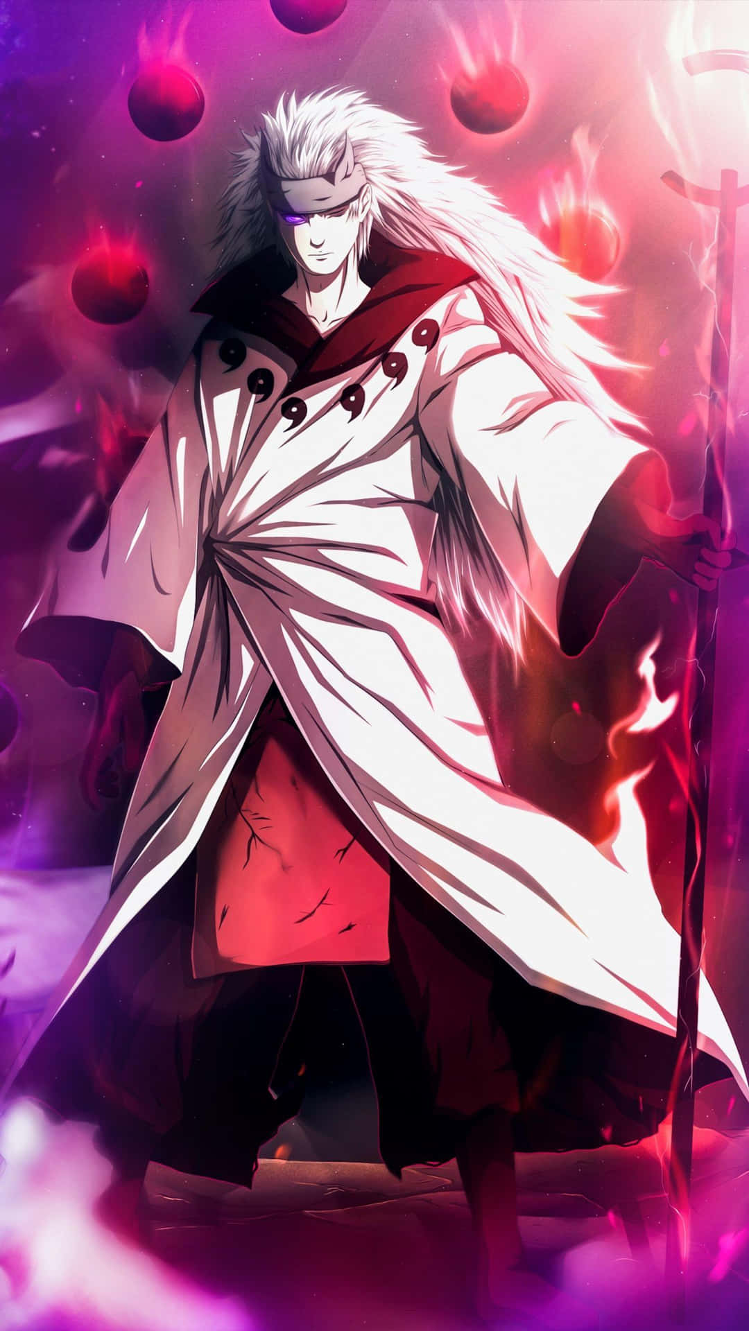 En hvid anime karakter med et sværd og en kappe Wallpaper