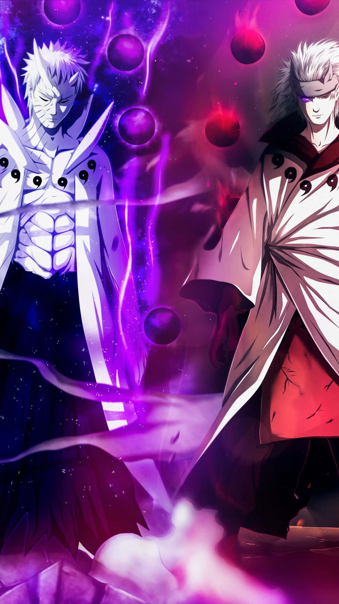To anime-karakterer står ved siden af hinanden. Wallpaper