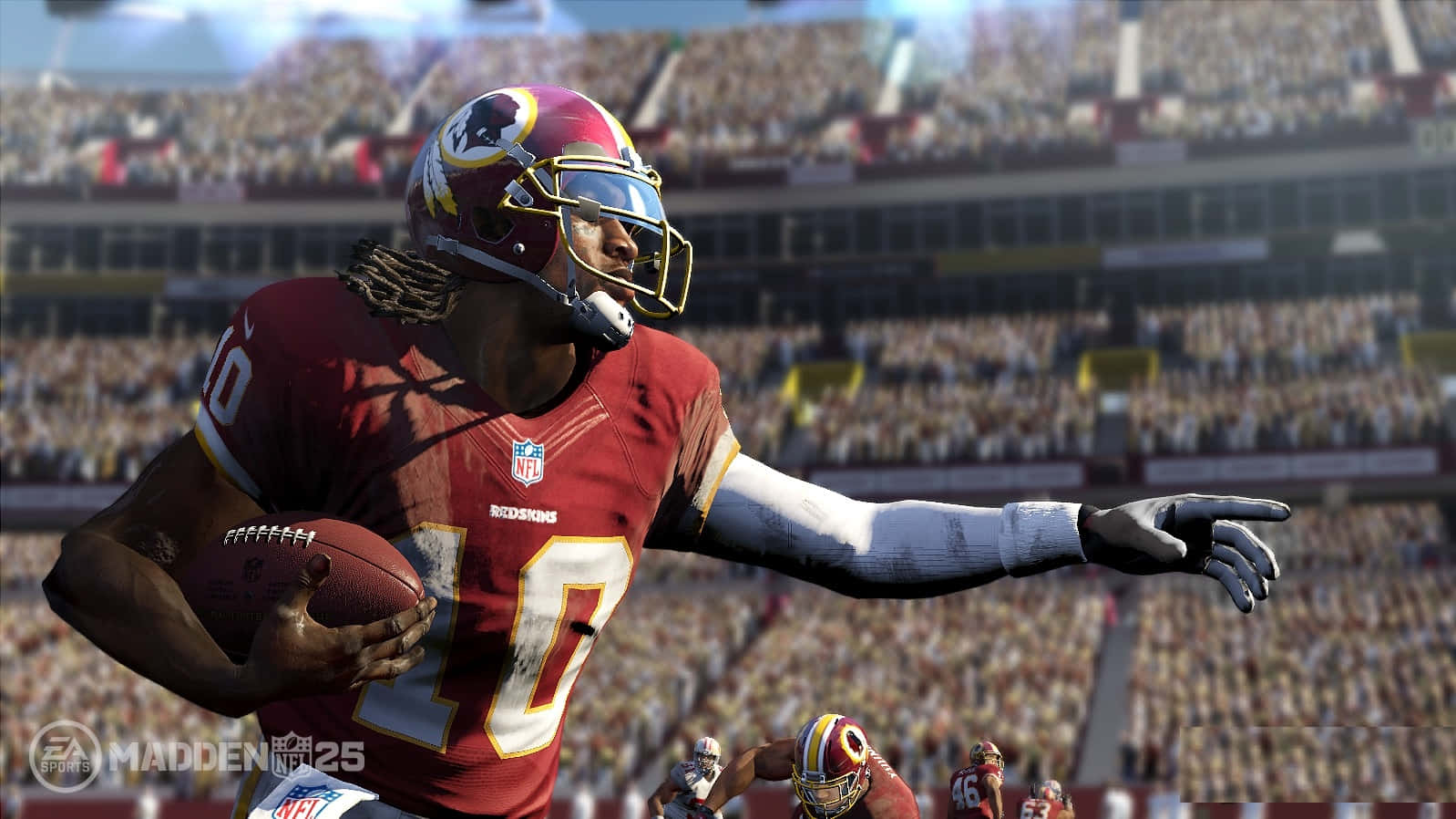 Intense action on the field in Madden NFL 22 Wallpaper