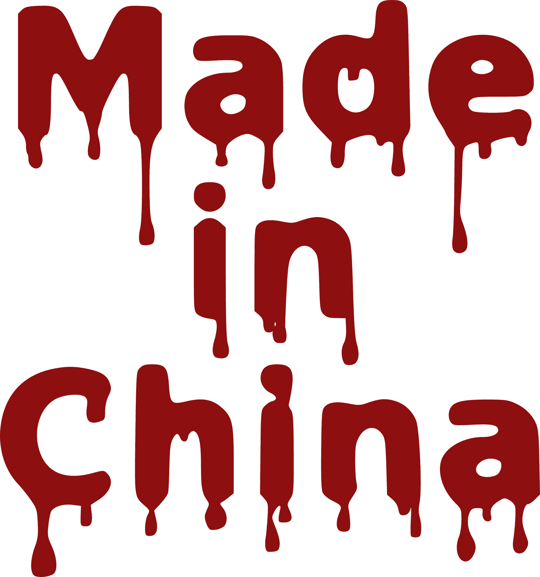 Madein China Red Dripping Text PNG