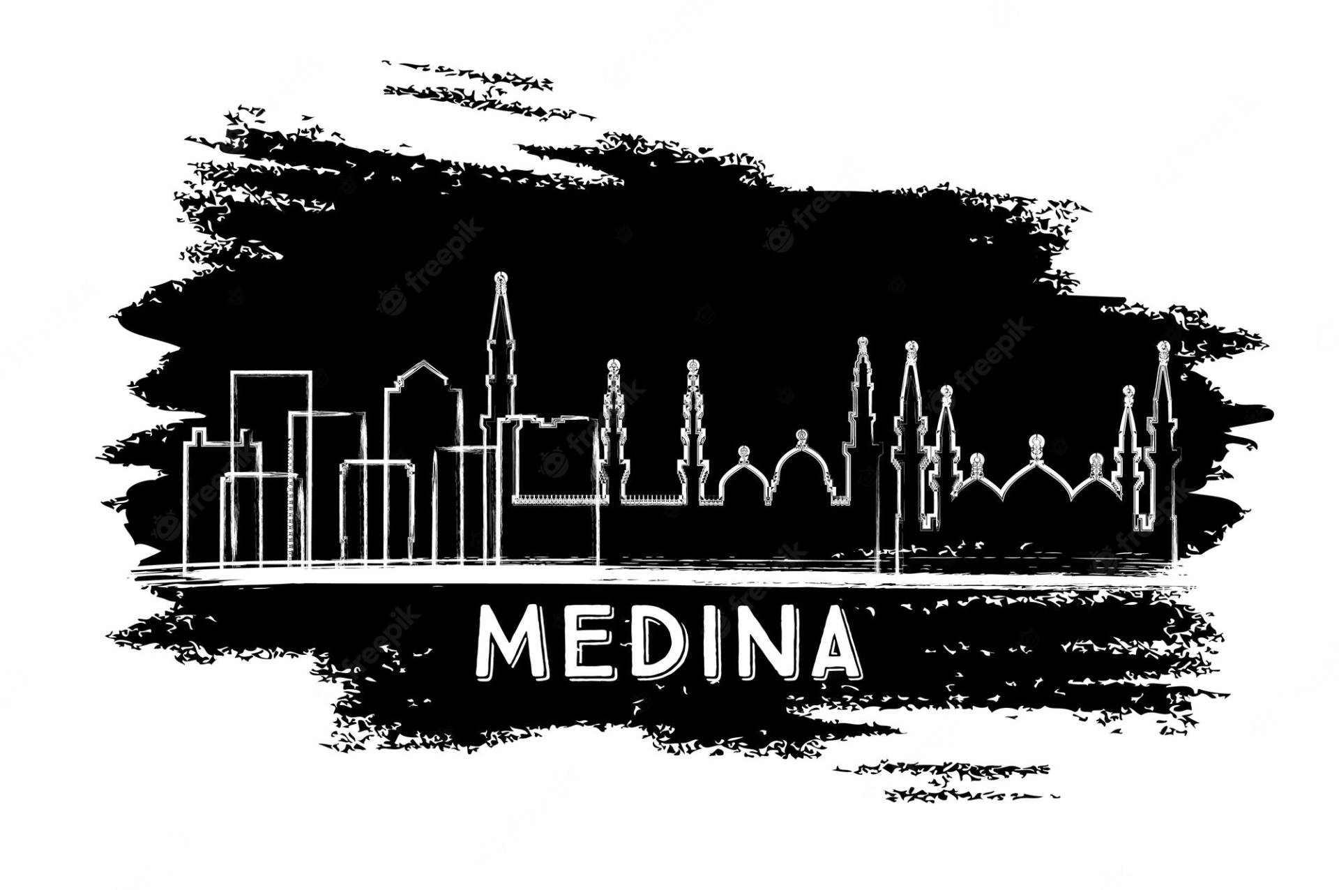Madina City In Black Graphic Art Wallpaper