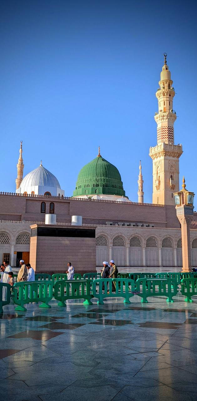 Download Madina Sharif With Guiding Rails Wallpaper 
