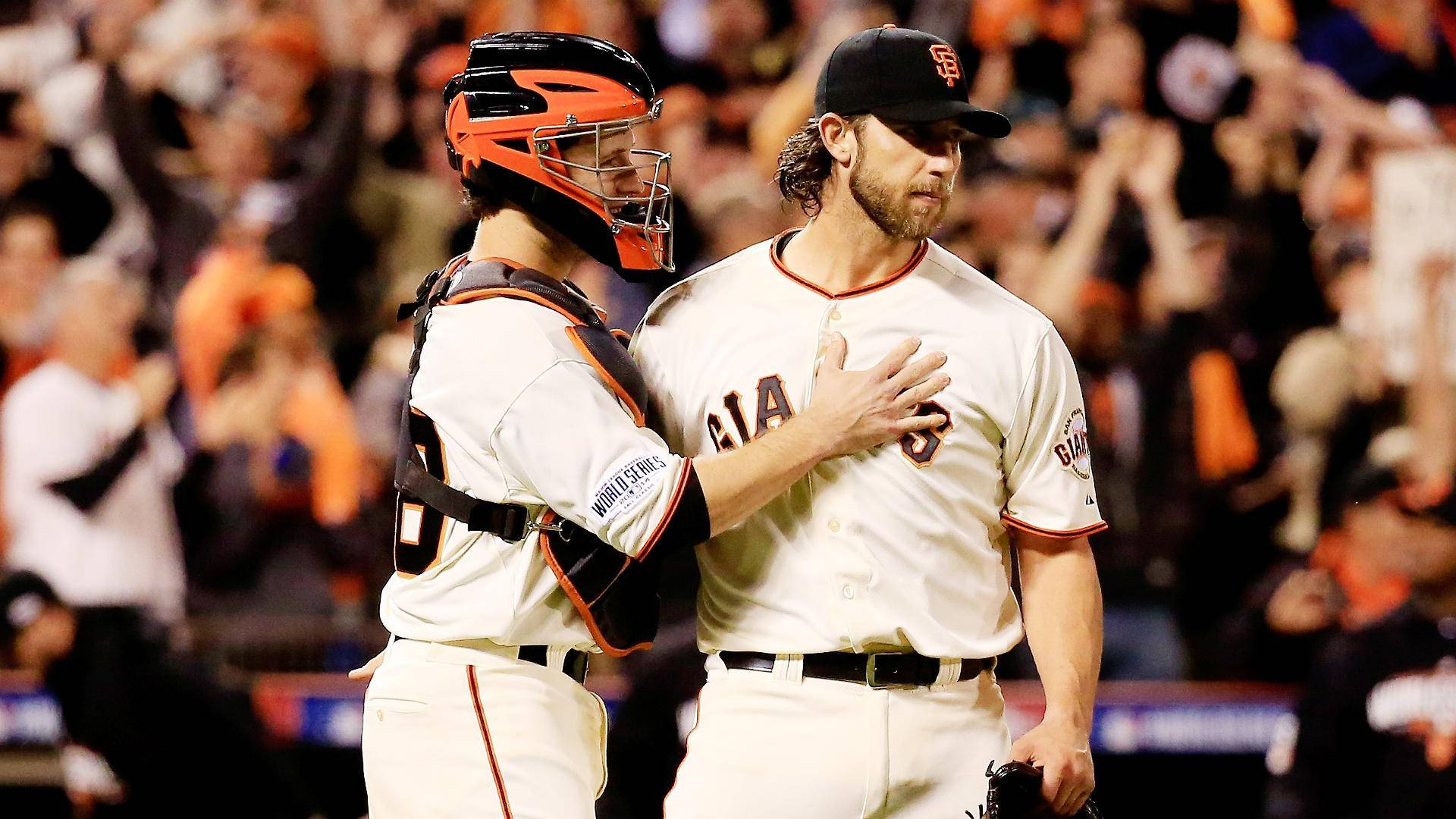 Madison Bumgarner With Catcher Wallpaper