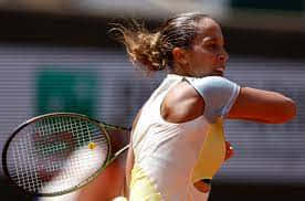 Madison Keys In Action At A Tennis Match Wallpaper