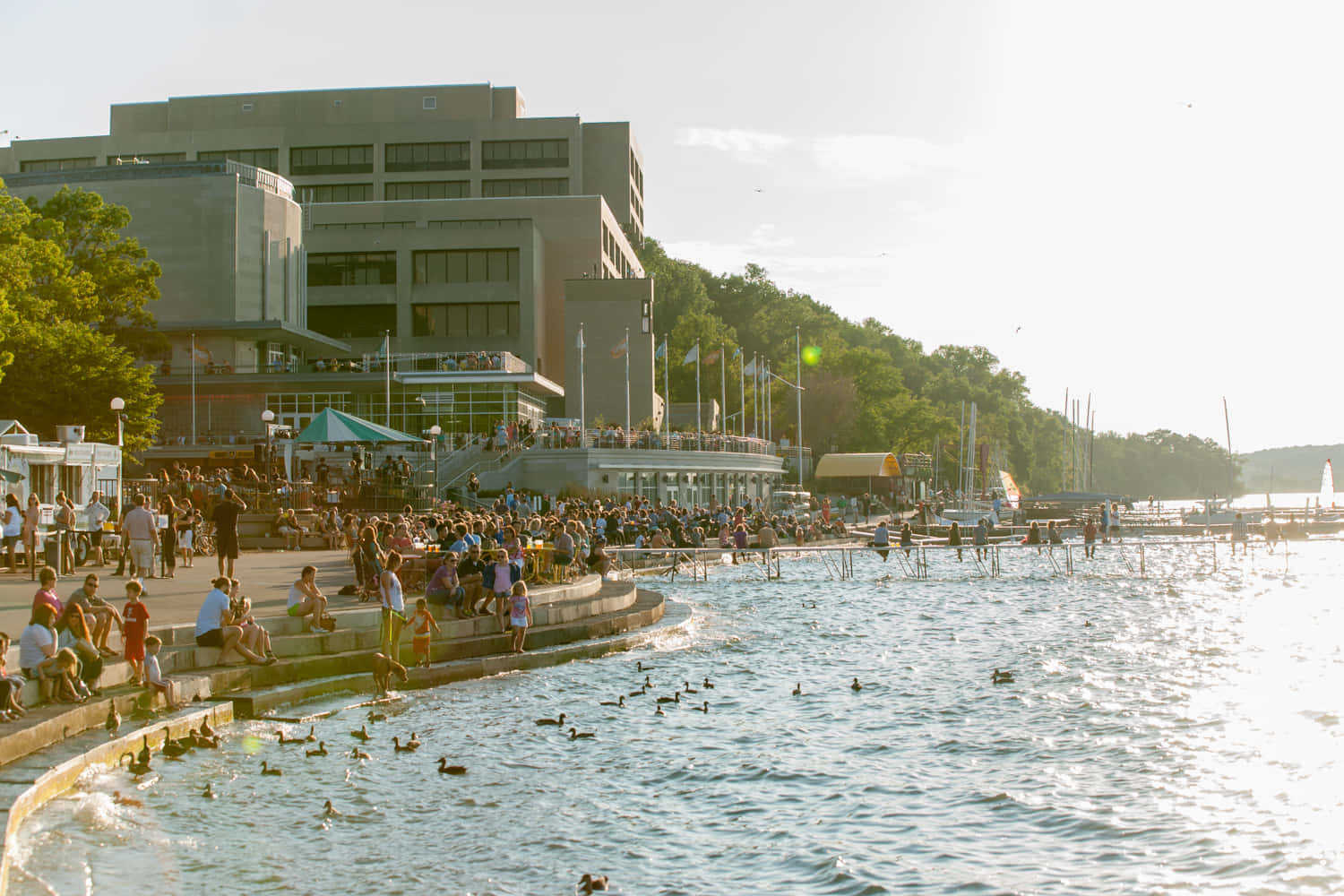 Madison Lakeshore Sunset Gathering Wallpaper