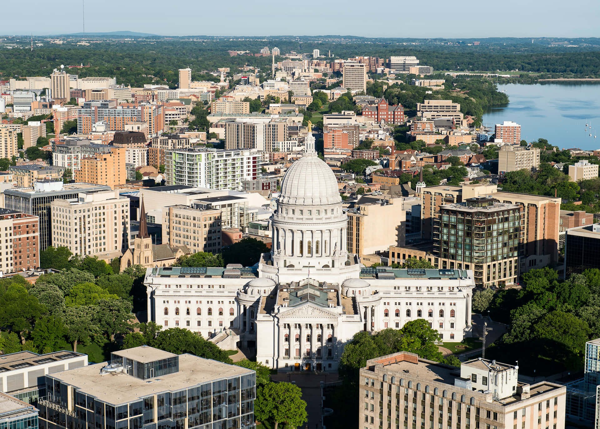 Madison Wisconsin State Capitol Aerial View Wallpaper