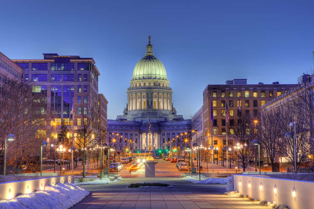 Madison Wisconsin State Capitol Dusk Wallpaper