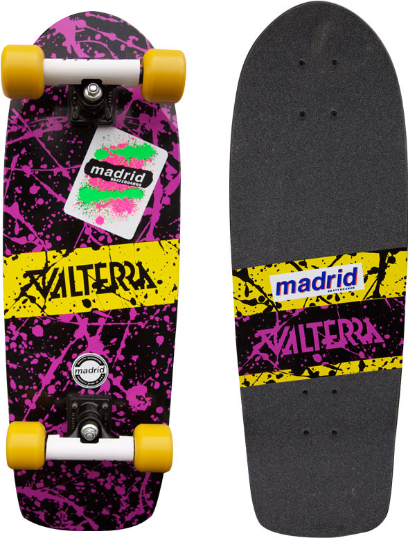 Madrid Skateboard Pink Splatter Design PNG