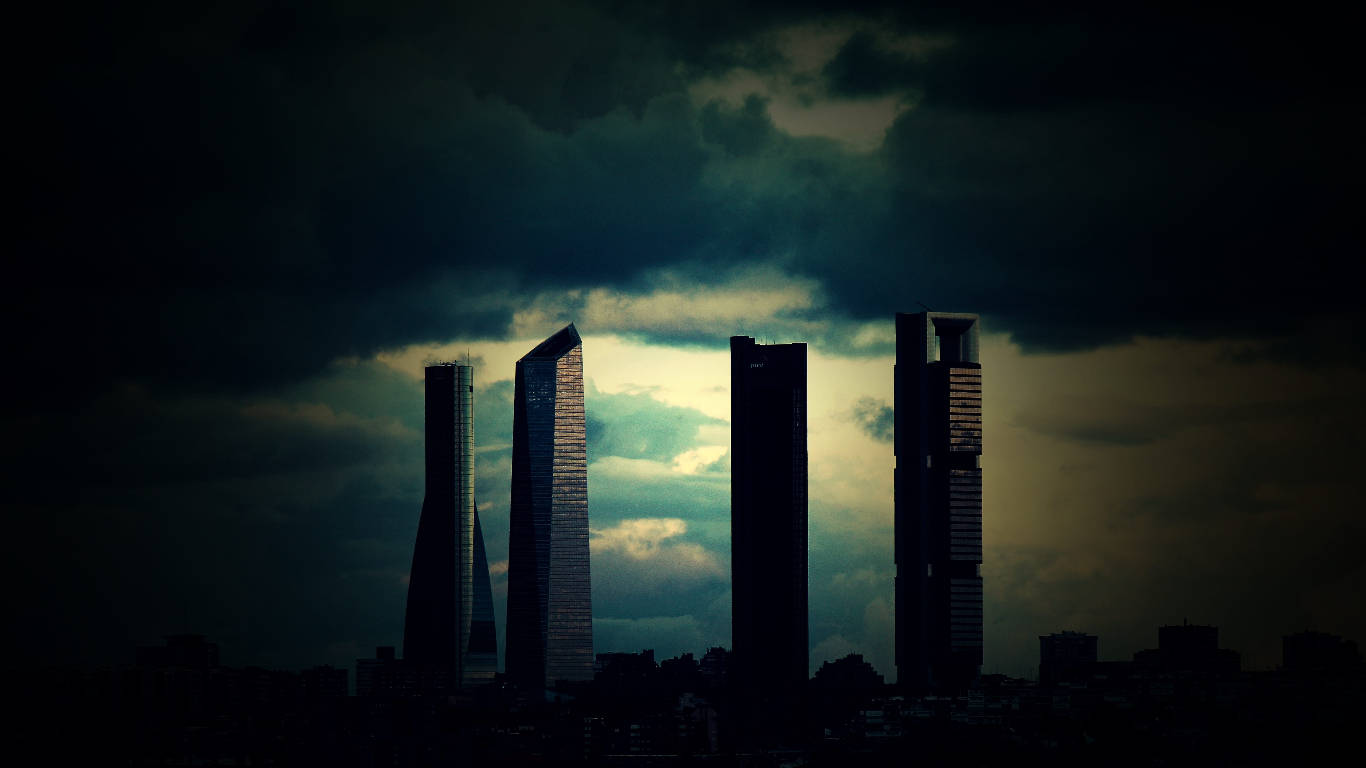 Madridespanha Silhueta Das Cuatro Torres. Papel de Parede