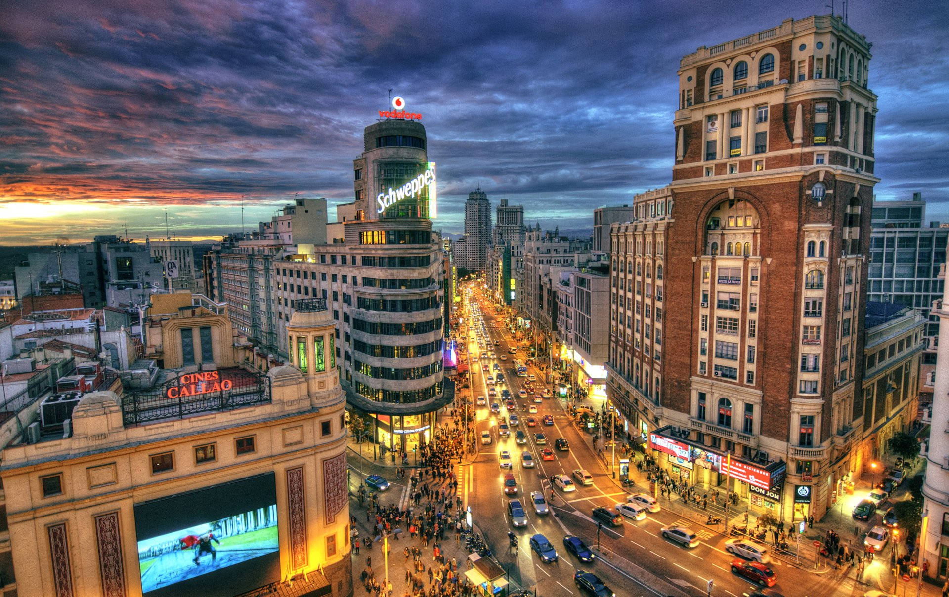 Madrid,espanha, Gran Via. Papel de Parede