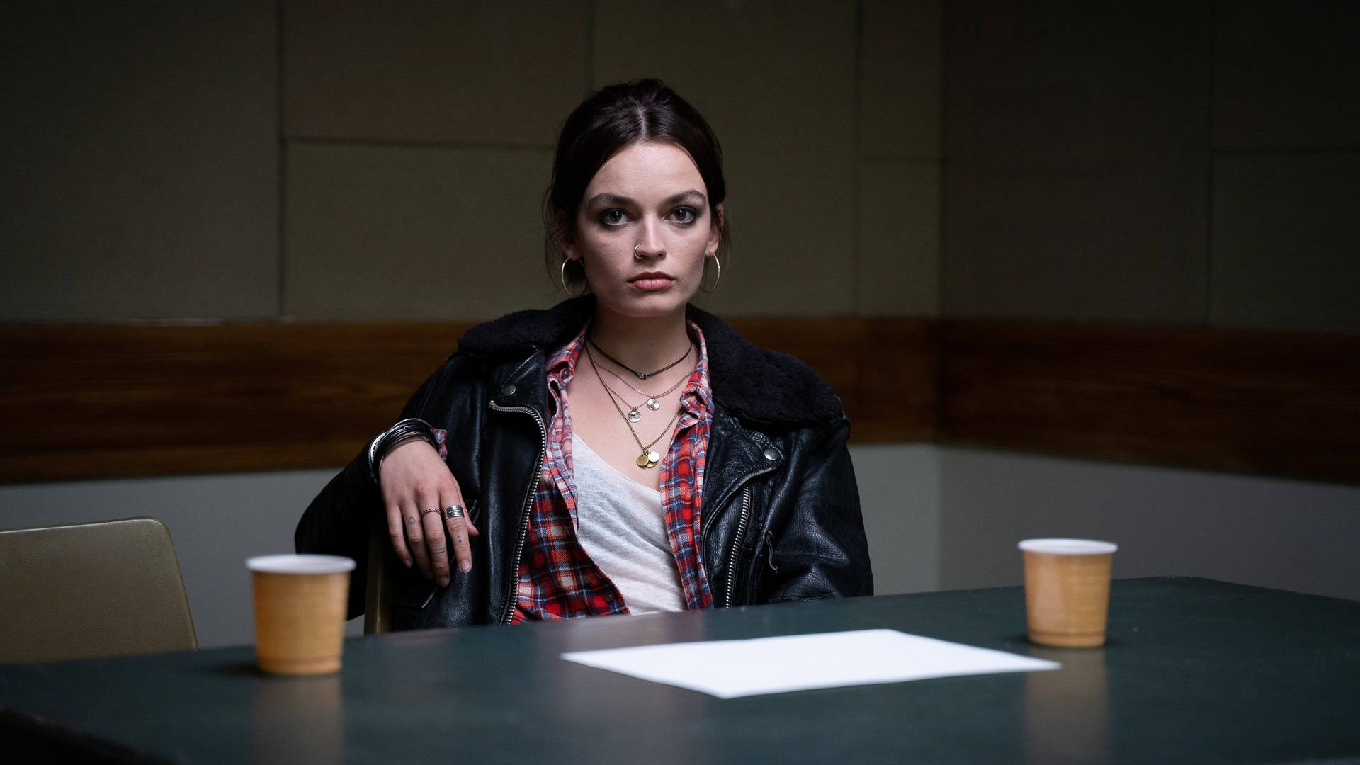 Determined Maeve Wiley In The Interrogation Room Wallpaper