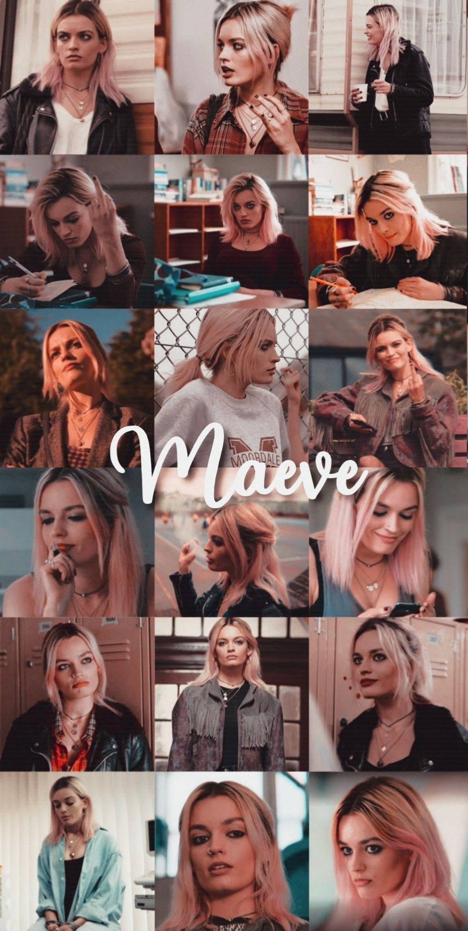 Maeve Wiley Sex Education Collage Wallpaper