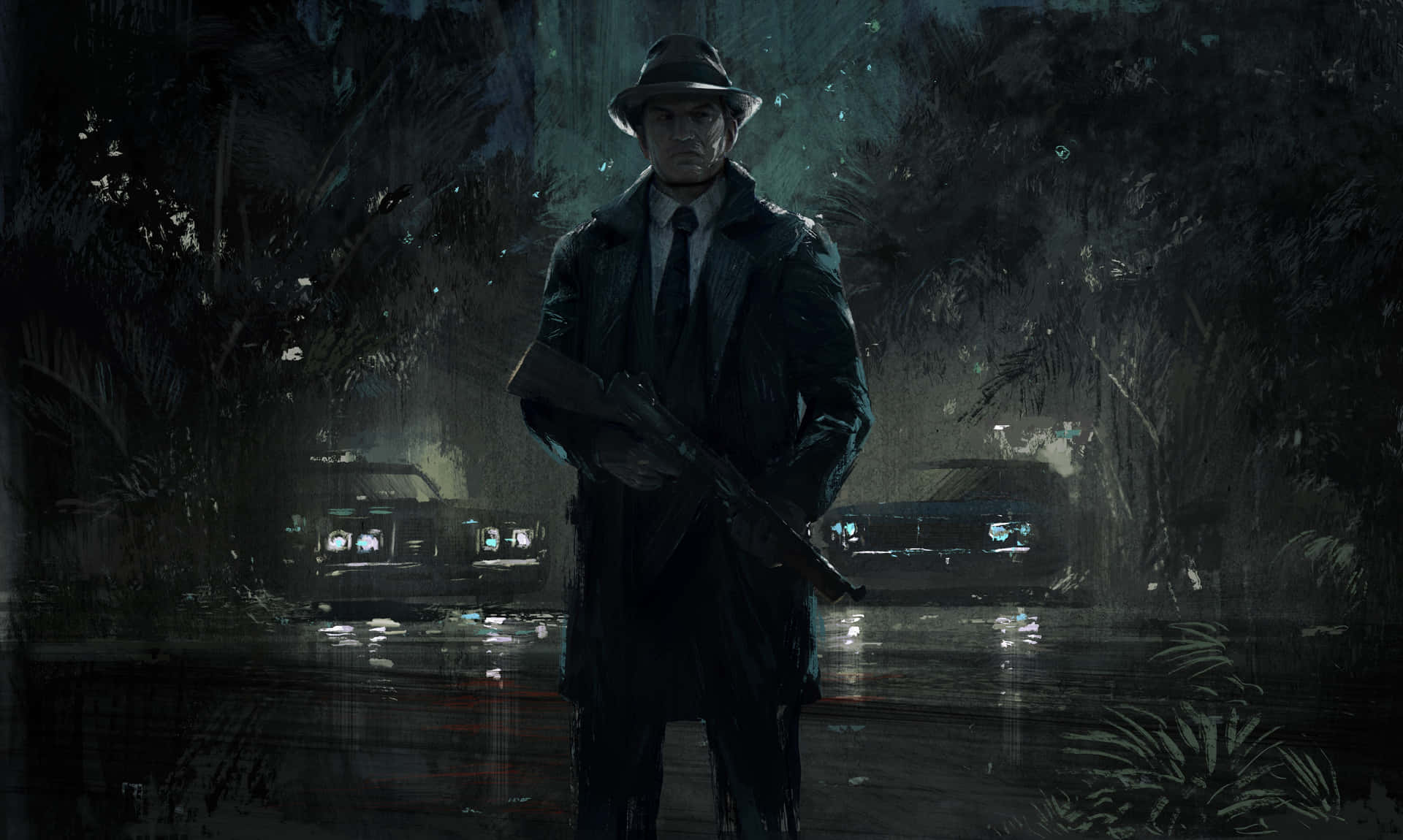 A Man In A Trench Coat Standing In The Rain