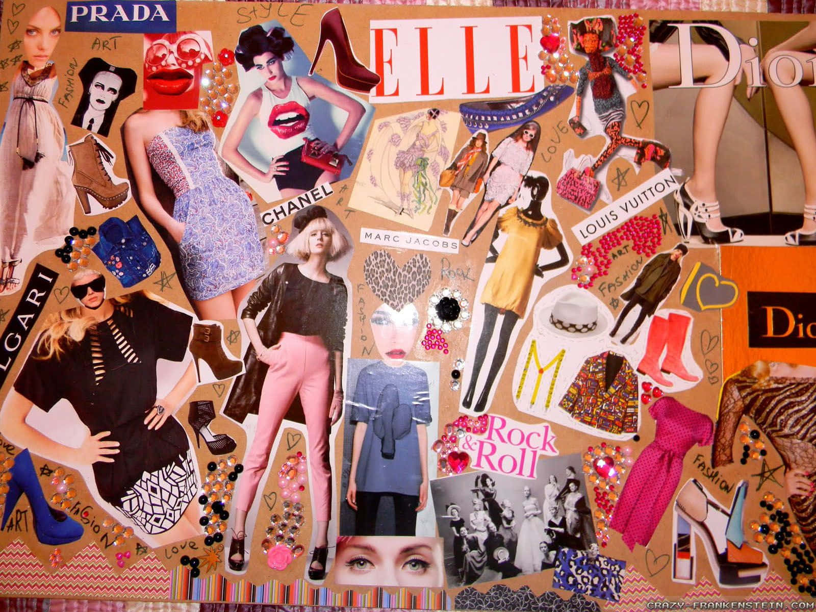 Magazincollage Im Ausgeschnittenen Stil Für Mädchen Wallpaper