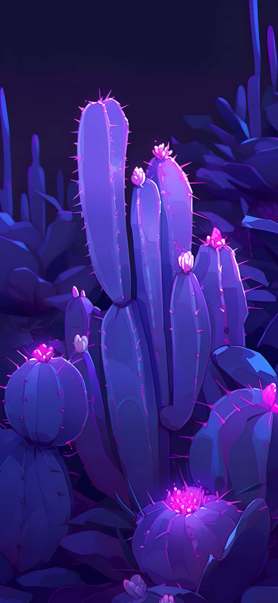 Magenta Cactus Glow Wallpaper