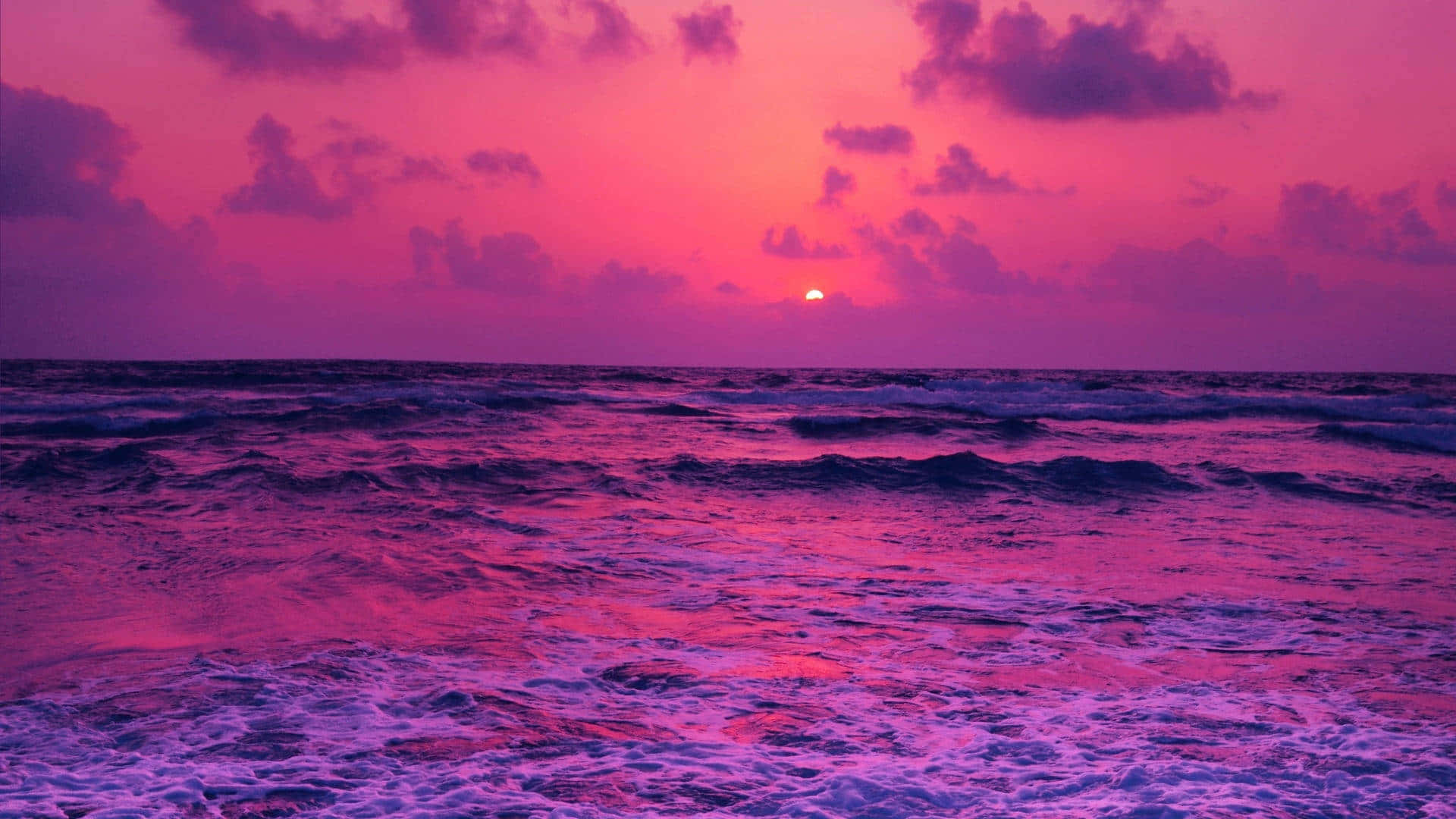 Magenta Seascape Sunset Wallpaper