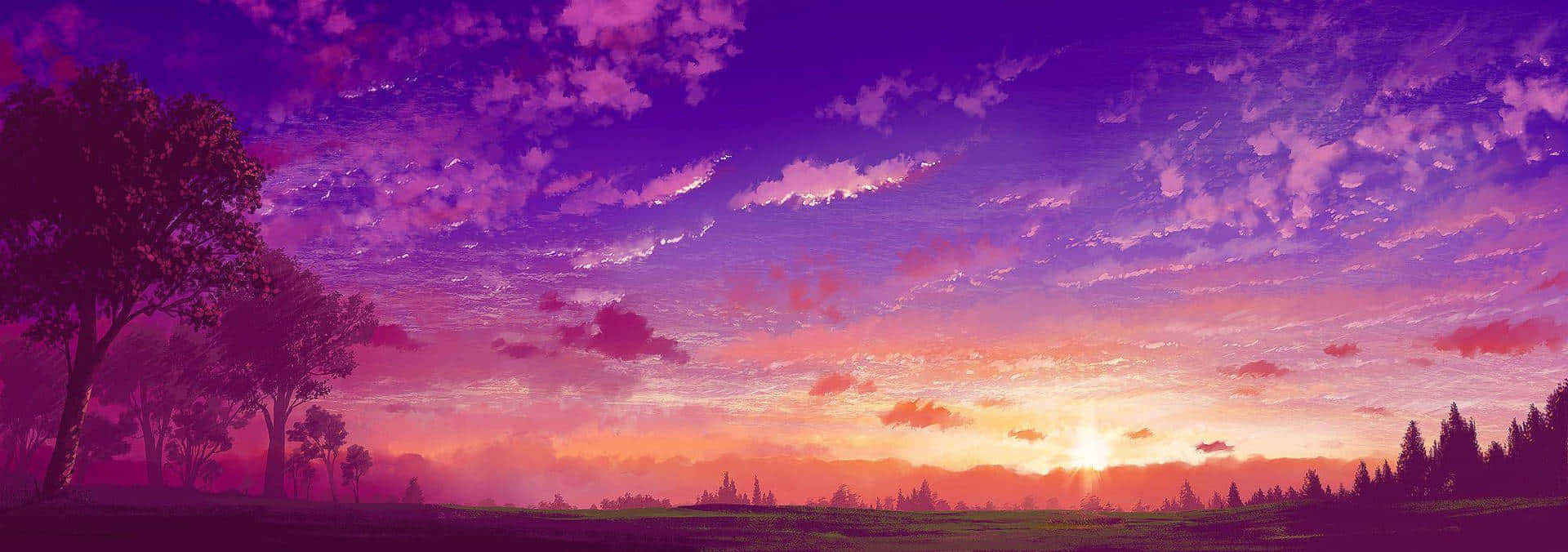 Magenta Skyline Sunset Wallpaper