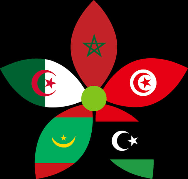 Maghreb Flags Flower Art PNG