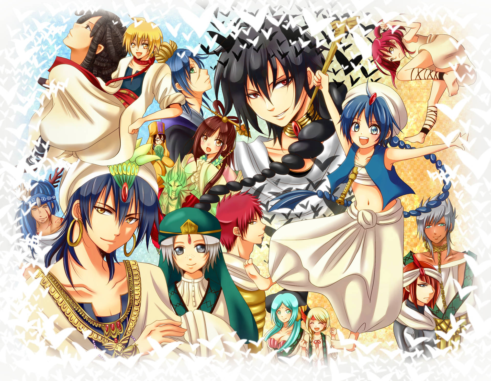 Magi The Labyrinth Of Magic Collage Wallpaper