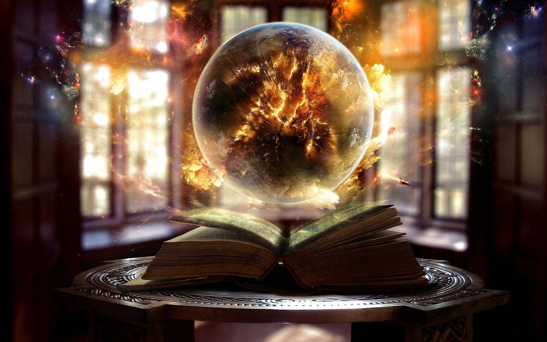 Magic Book Showing Earth's Destruction wallpaper