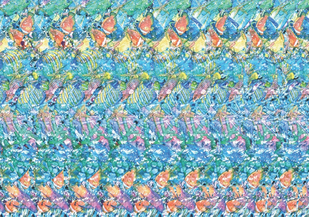 Magischesauge 3d Farbenfrohes Fisch-stereogramm-bild