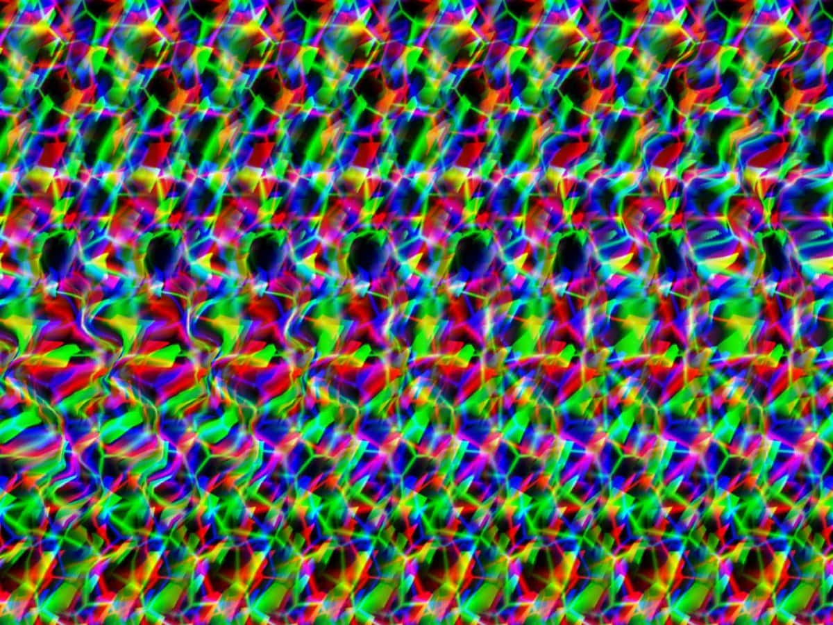 Abstraktgrön Magisk Ögon 3d Stereogram Bild