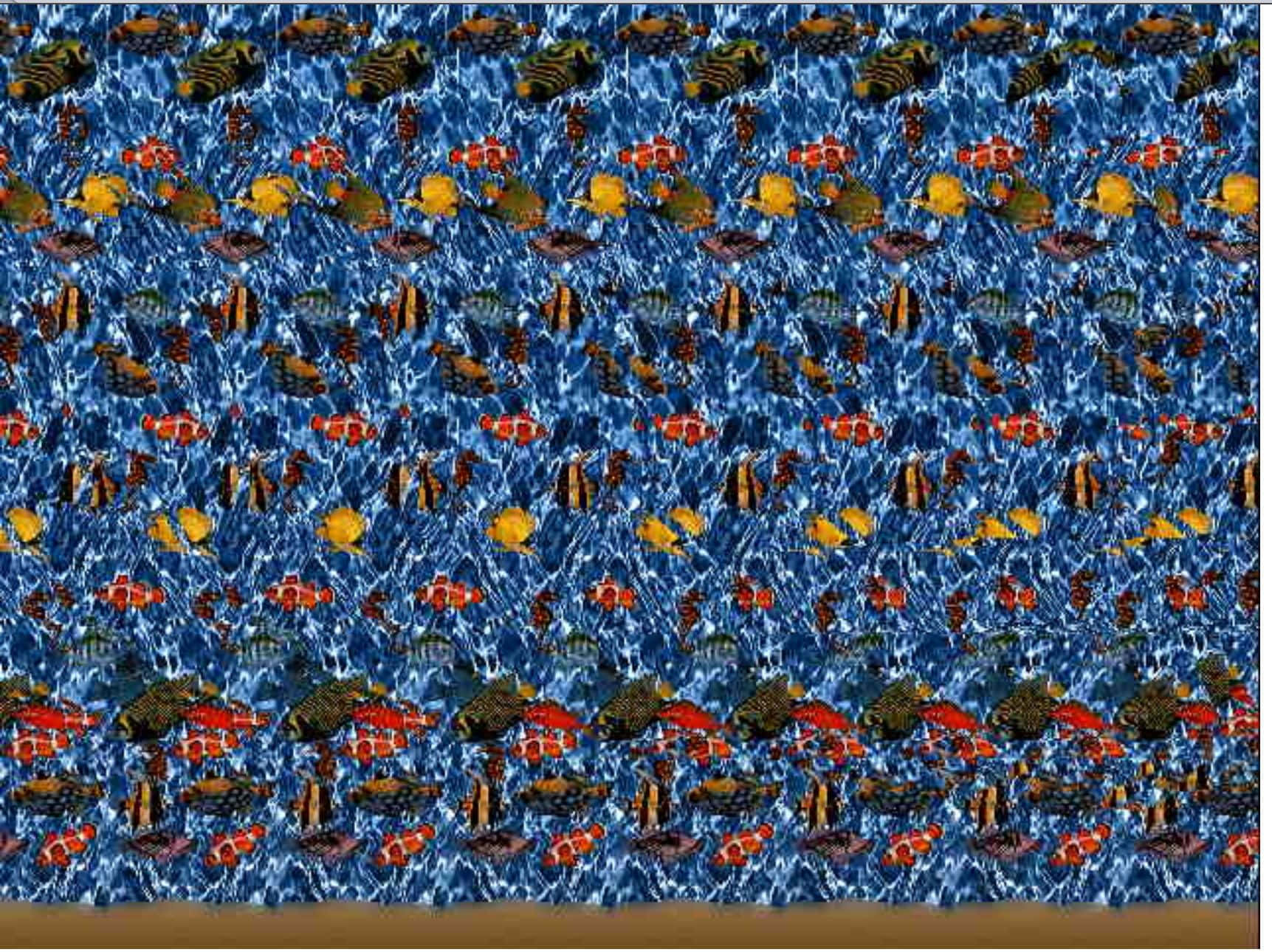 Oceanopagliaccio Pesce Magico Occhio 3d Immagine Stereogramma