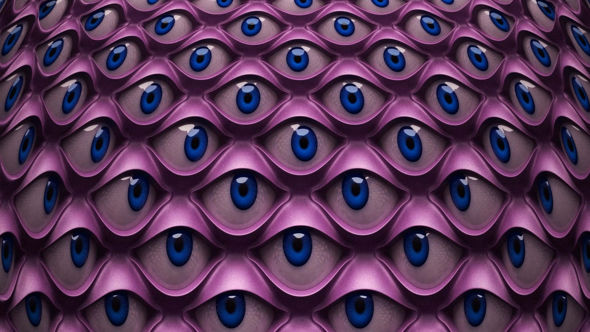 A Purple And Blue Pattern With Many Eyes Wallpaper