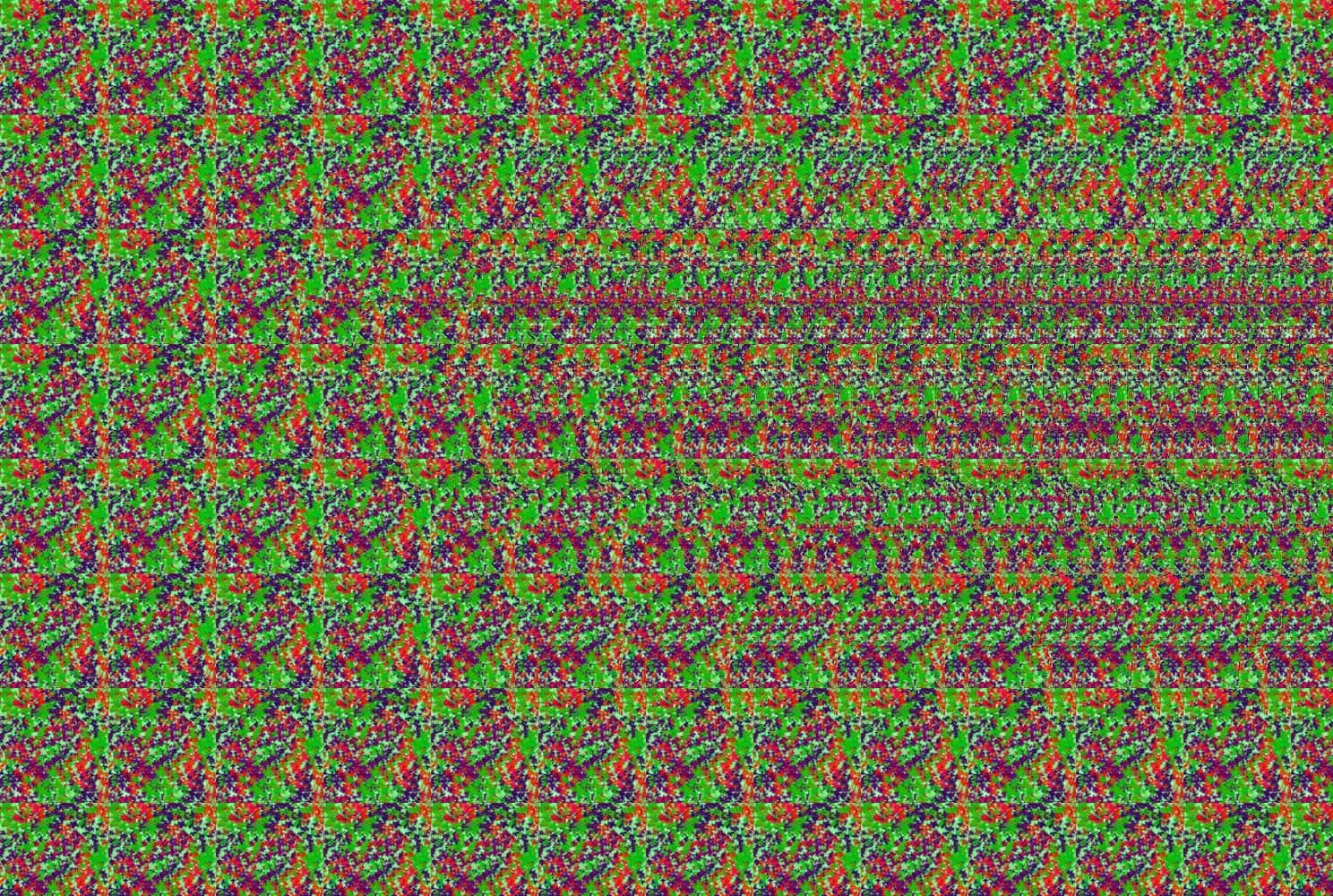 A Colorful Pixelated Pattern With A Green Background