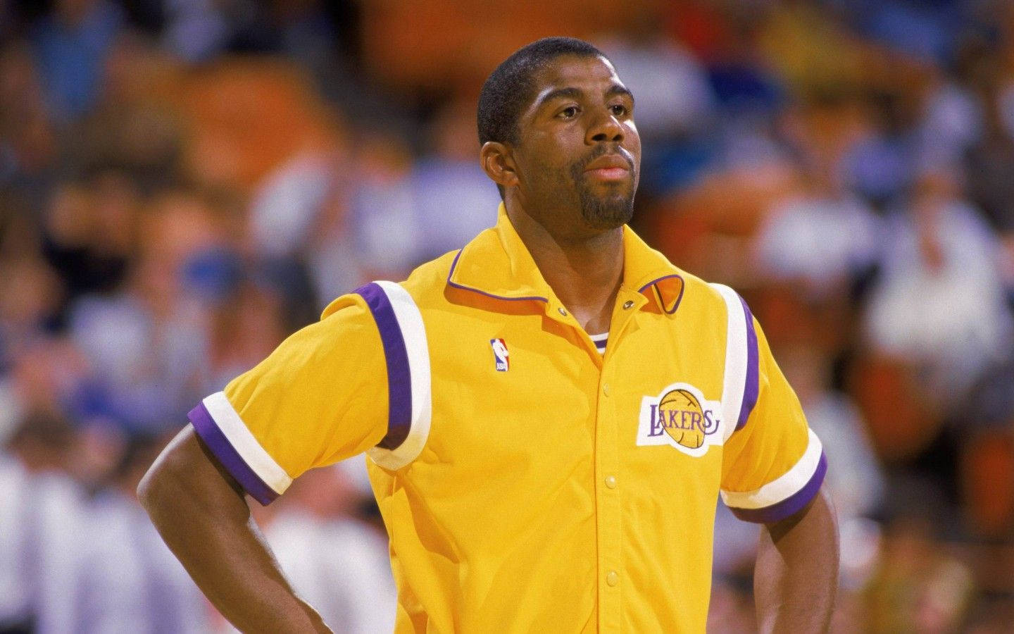 Magiskajohnson Lakers Uniform Tapet. Wallpaper