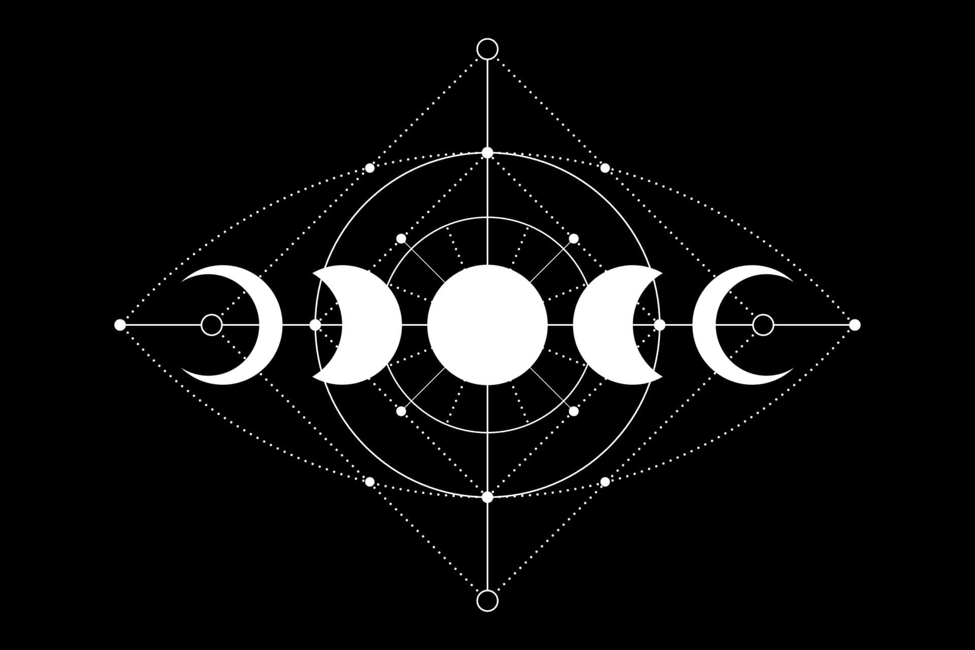 a white image of a moon phase symbol Wallpaper