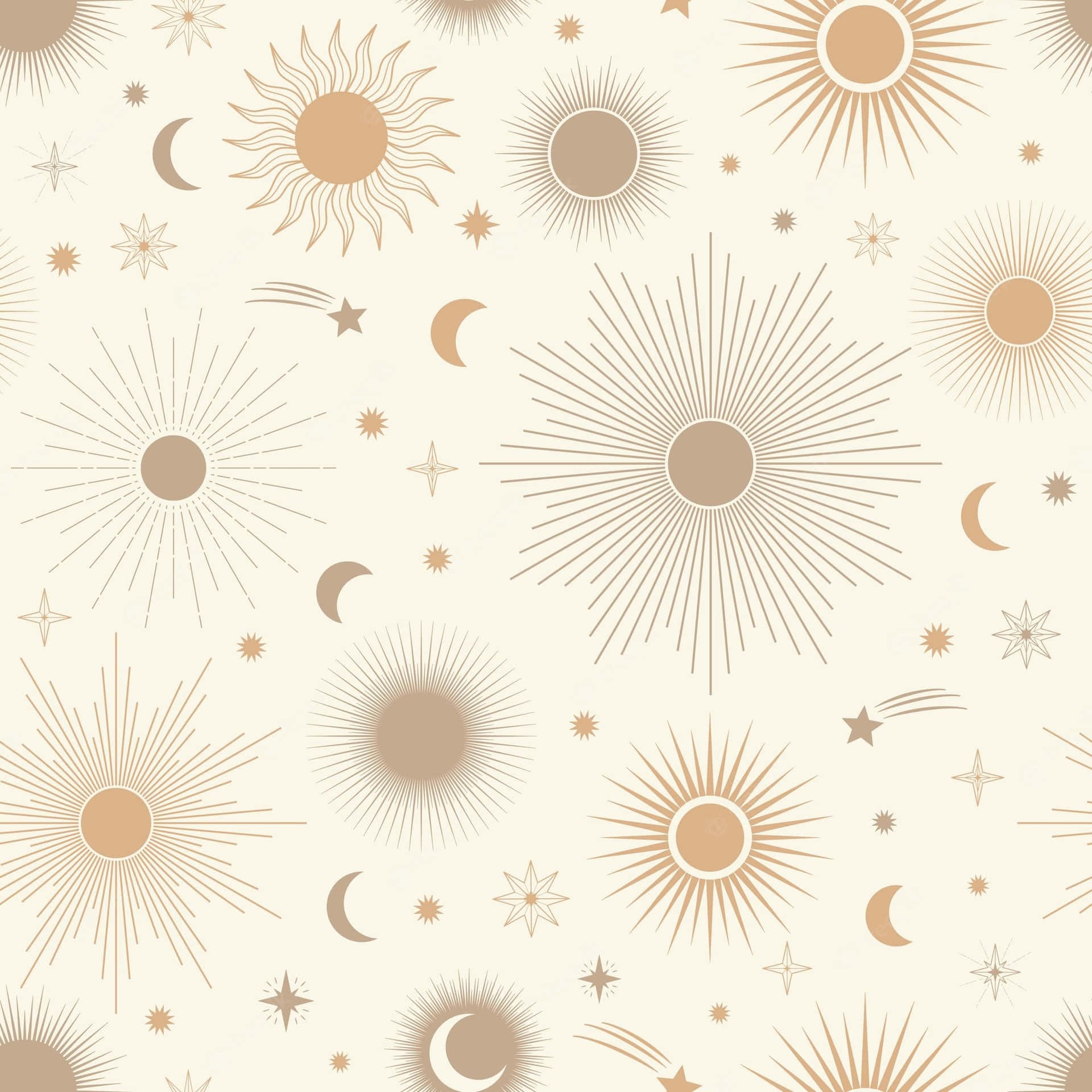 Einnahtloses Muster Mit Sonnen Und Sternen. Wallpaper