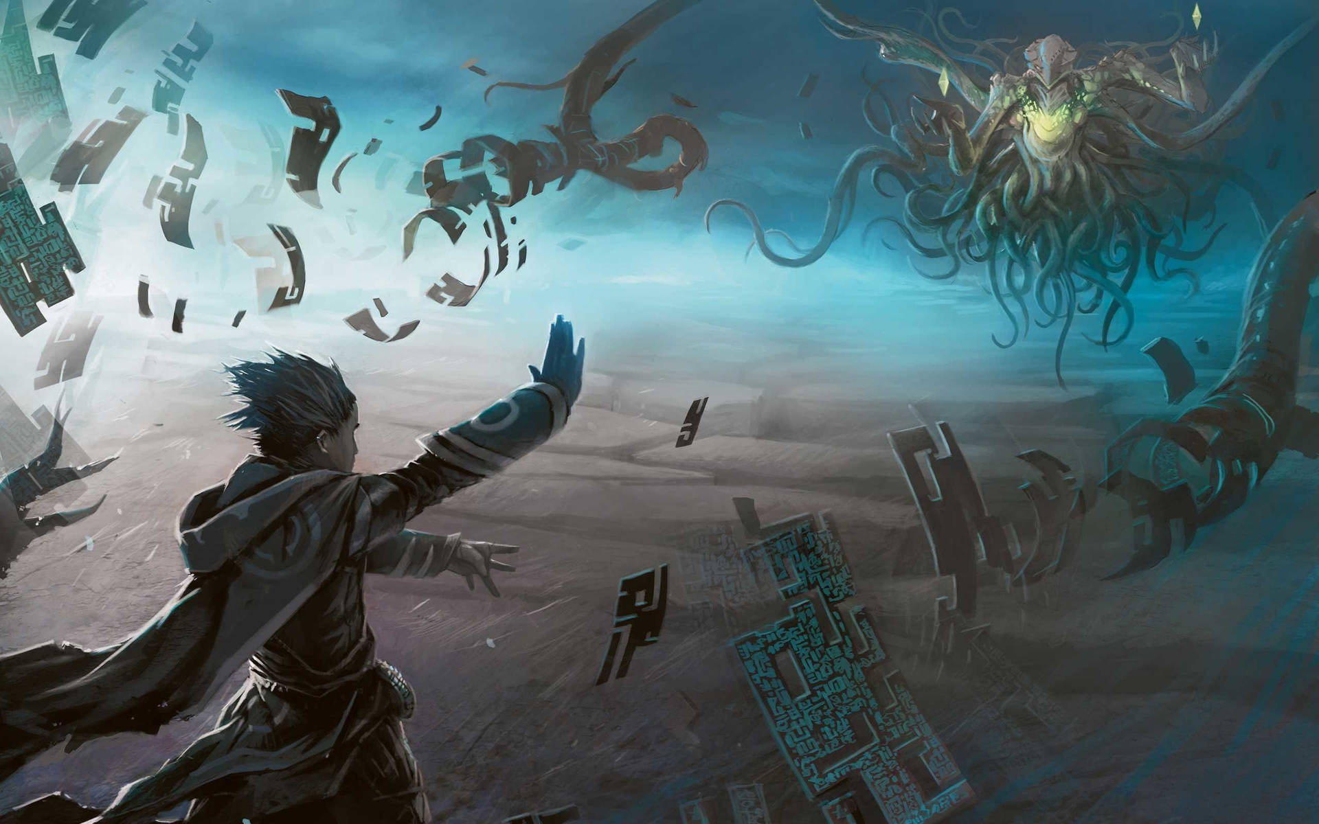 Magic The Gathering Man Vs Flying Octopus Background