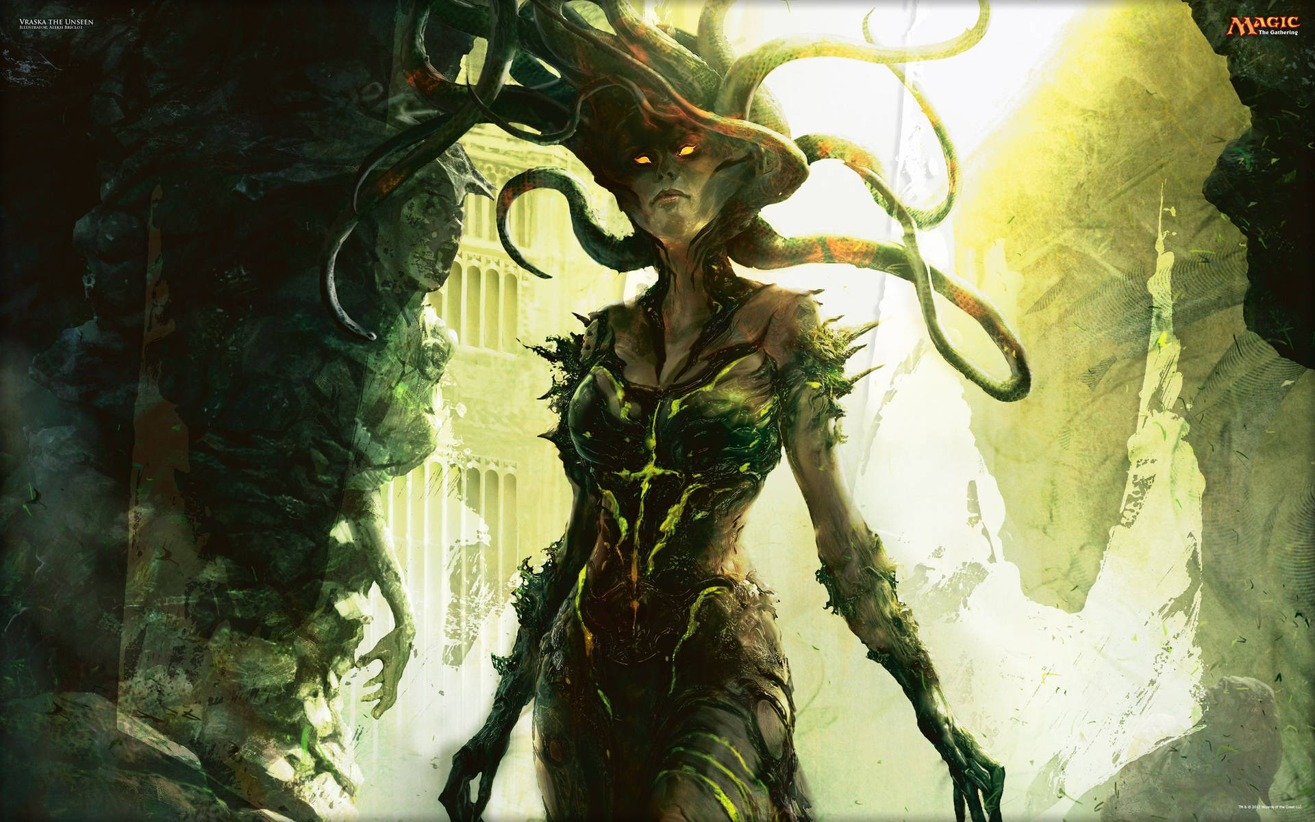 Battling Vraska The Unseen With Magic The Gathering Wallpaper