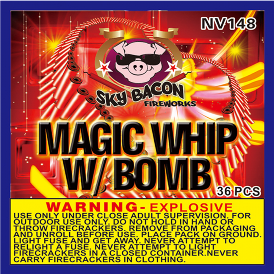 Magic Whip With Bomb Firecracker Packaging PNG