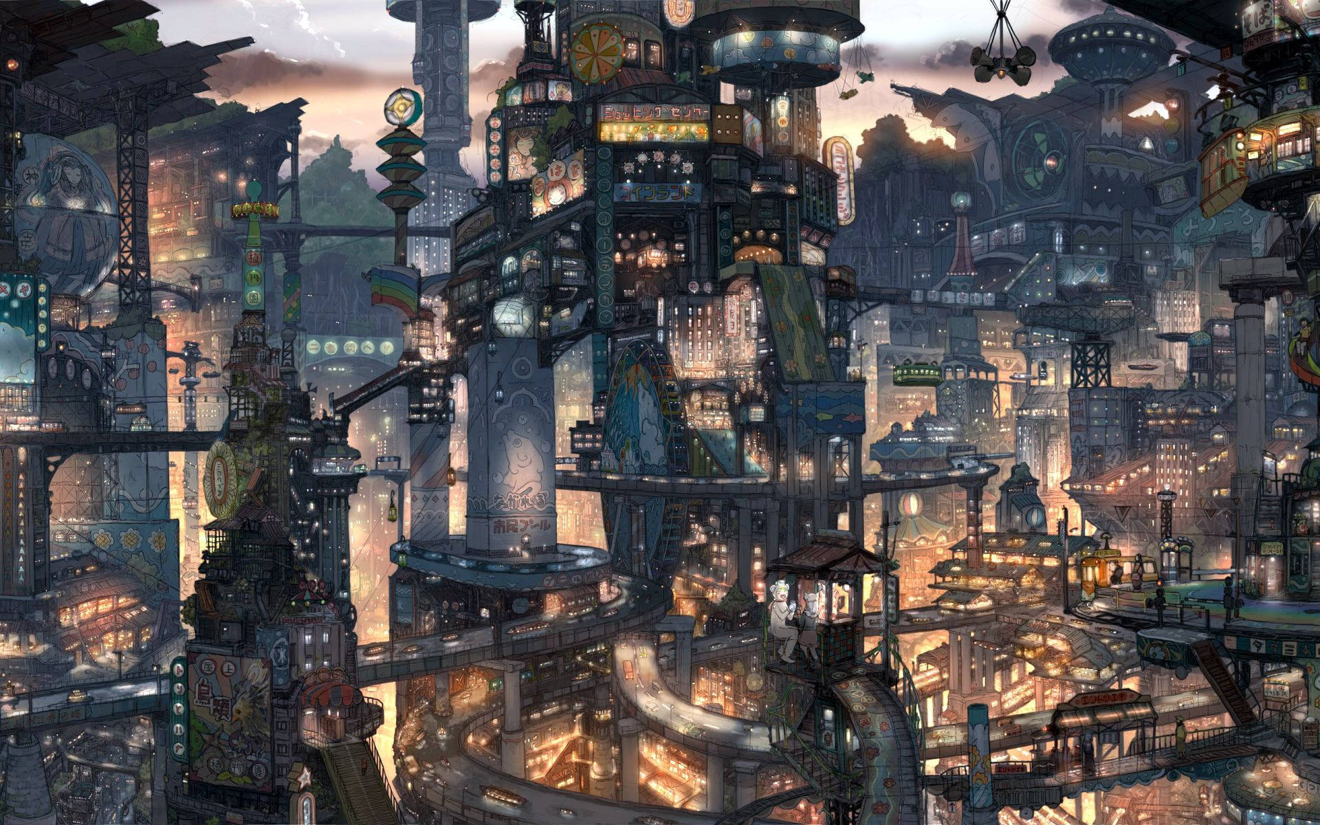Uncover the secrets of the magical Anime City Wallpaper