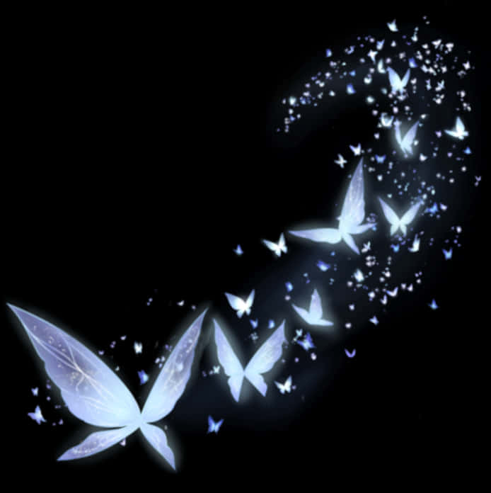 Magical Blue Butterflies Swirl PNG