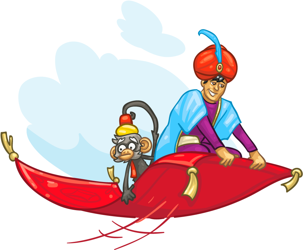 Magical Carpet Ridewith Monkeyand Man PNG