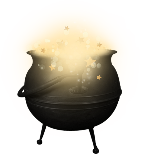 Magical Cauldron Glowing Sparks PNG