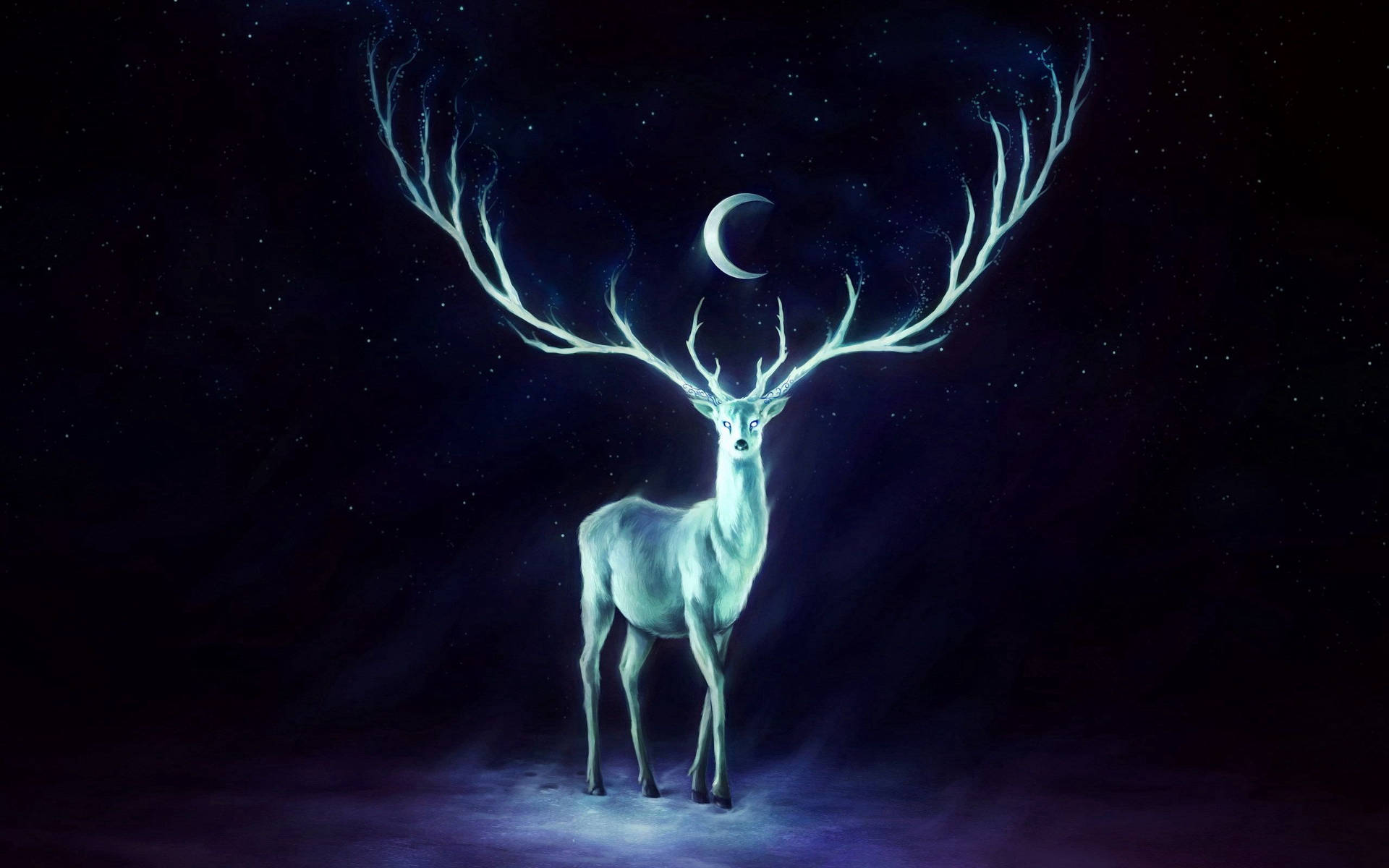 A mystical deer forms the shape of the Patronus Charm. Wallpaper