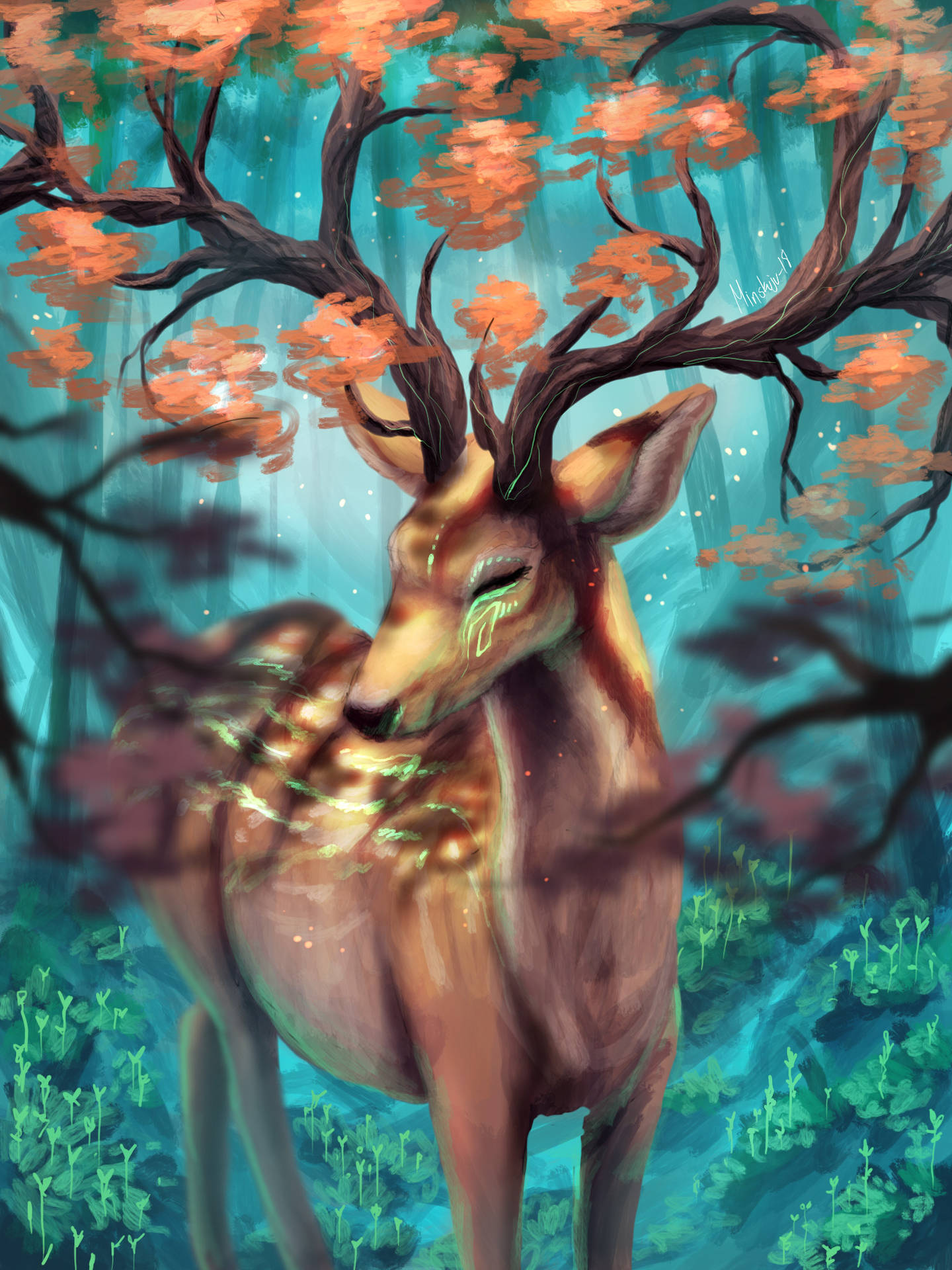 "Be enchanted by the magical deer patronus painting!" Wallpaper
