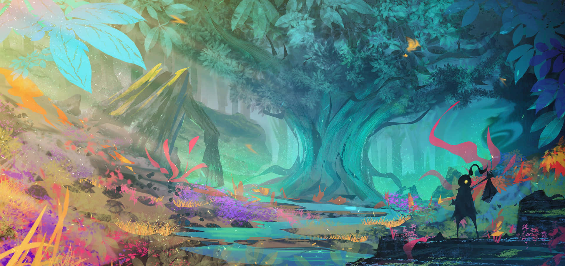 Dyk ned i den mystiske skønhed af en Magisk Skov. Wallpaper
