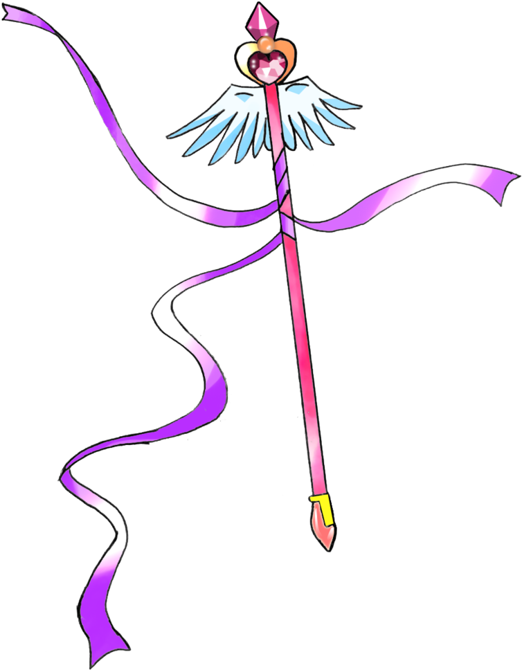Magical Heart Wand Illustration PNG