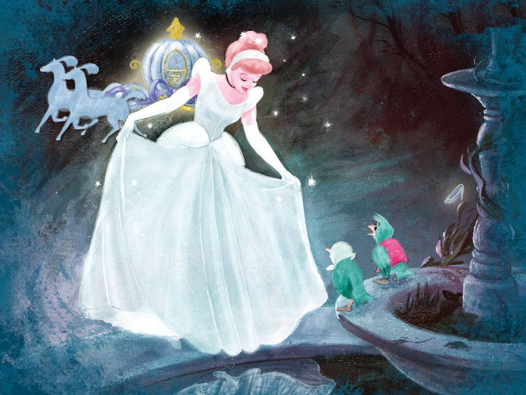 Magical Illustration  Of Cinderella Wallpaper