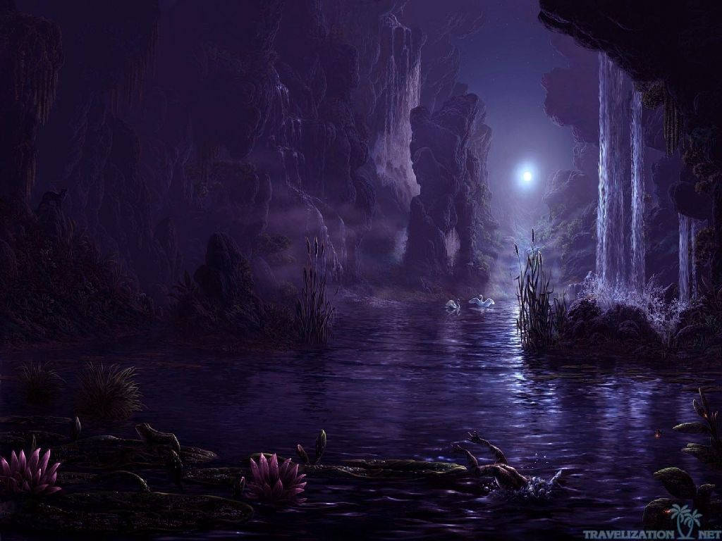 Magical Lake For Beautiful Dark Background Wallpaper