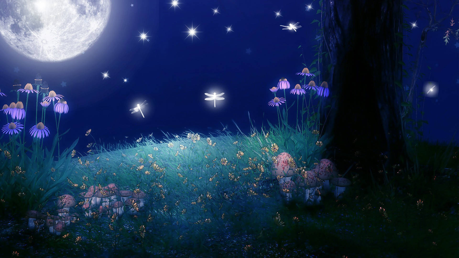 Magical Moon And Stars Wallpaper