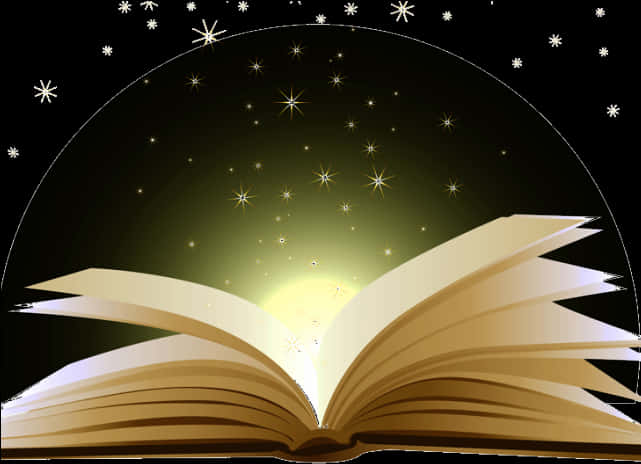 Magical Open Book Night Sky PNG